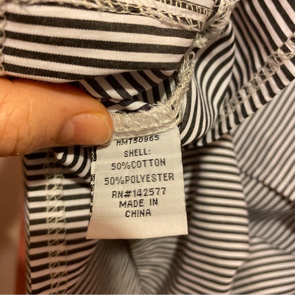 Haute Monde Blue Pinstripe One Shoulder Ruffle Top - Picture 7 of 7